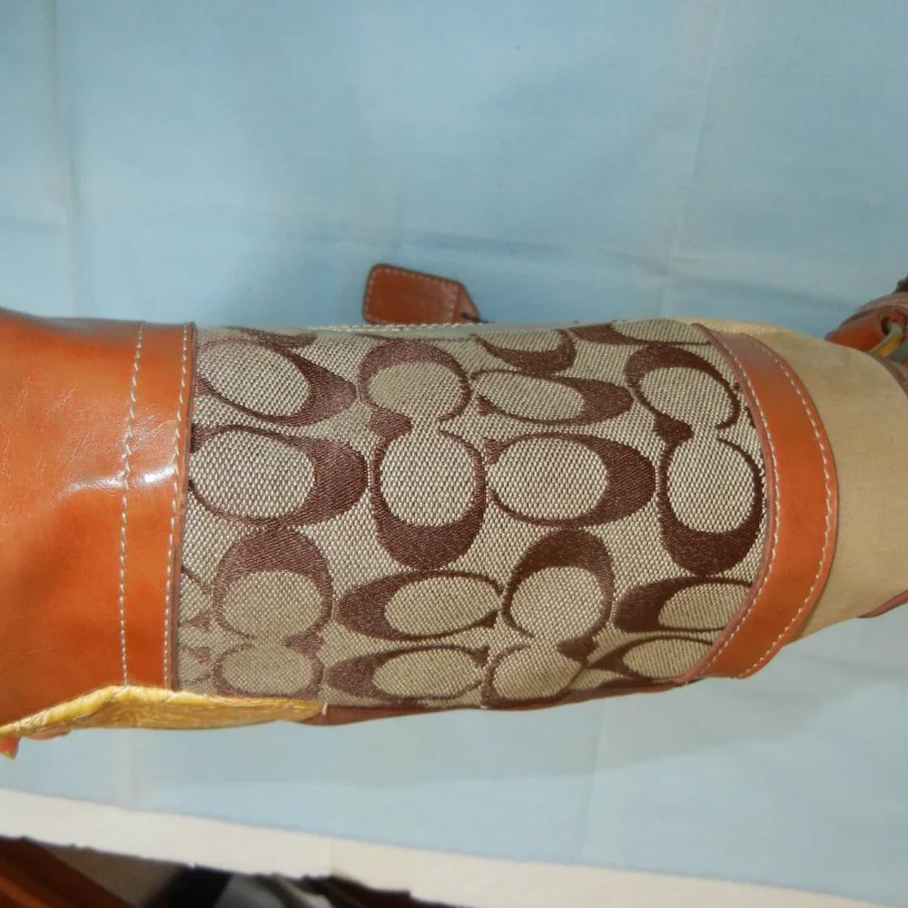 Coach Leather Gallery Purse Shoulder Bag Signature Brown Logo Hangtag Lined - Picture 5 of 14